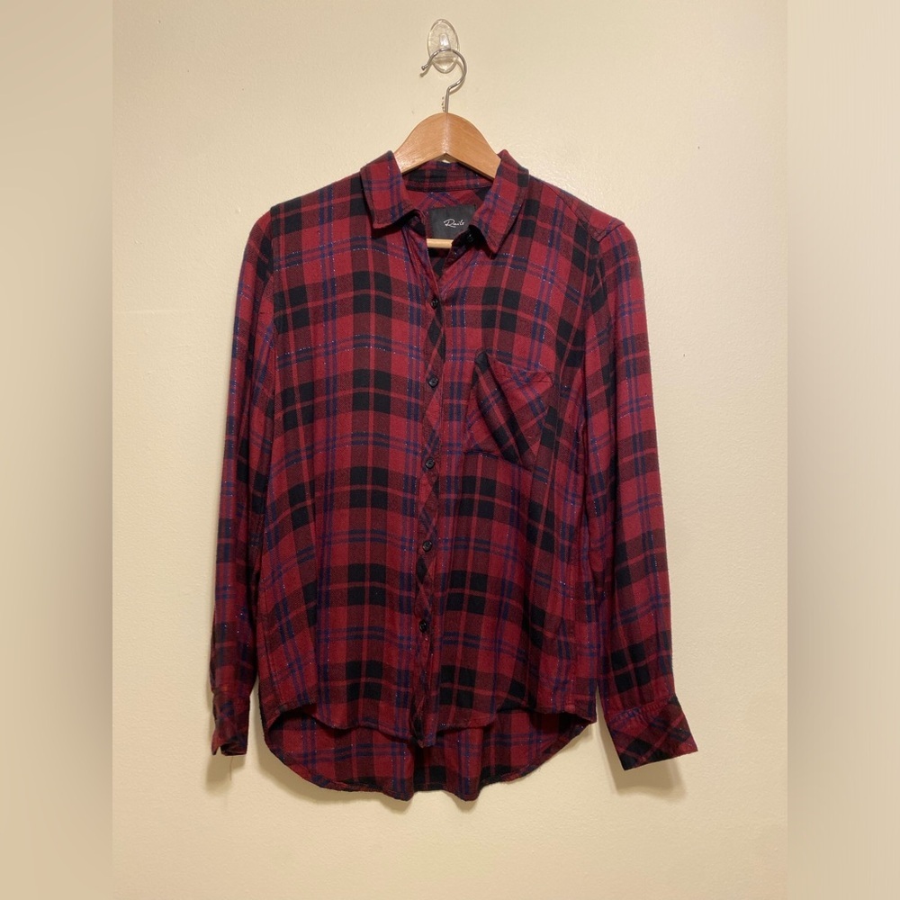 Rails Hunter Wine Navy and Black Plaid Button-Down Shirt. Size S